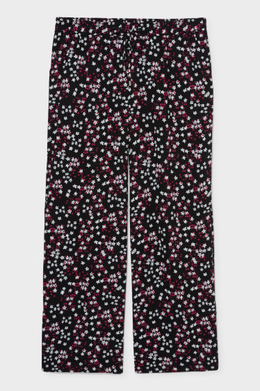 Women - Trousers - palazzo - floral - black