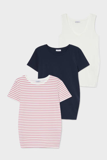 Women - Set - maternity T-shirt and maternity top - blue / white