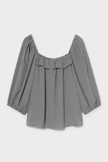 Women - Blouse - check - black / gray