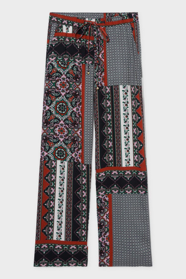 Women - Cloth trousers - palazzo - dark red