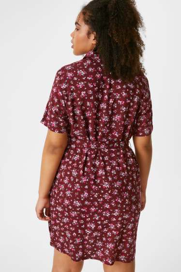 Femmes - CLOCKHOUSE - robe - motif floral - rouge foncé