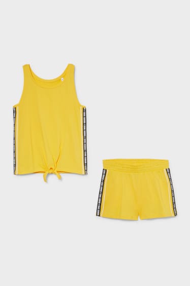 Niños - Set - top con nudo y shorts - 2 prendas - amarillo