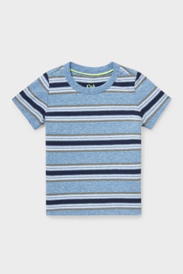 Bébés - T-shirt pour bébé - à rayures - bleu chiné