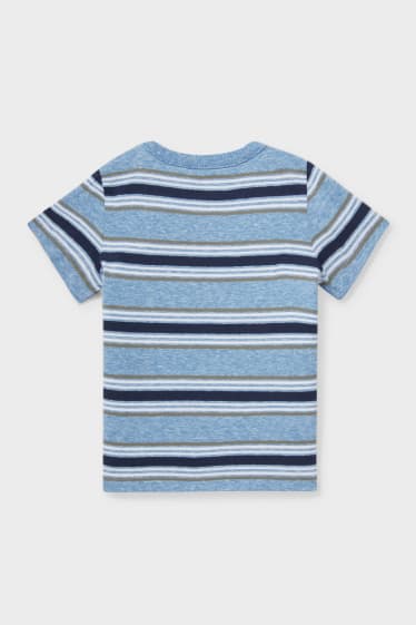 Babys - Baby-Kurzarmshirt - gestreift - blau-melange