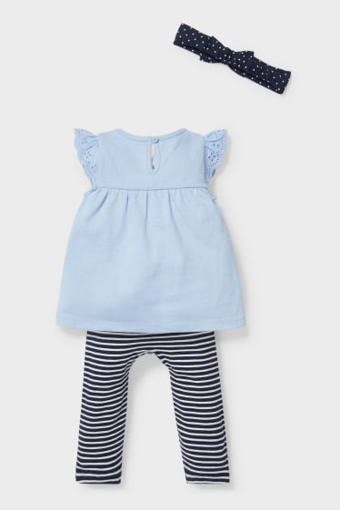 Bébés - Ensemble - haut à manches courtes, legging et bandeau cheveux - bleu