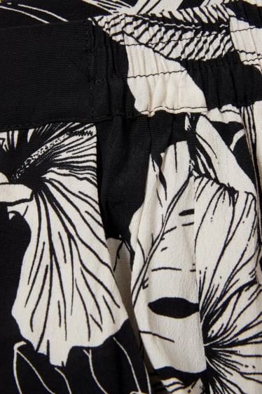 Women - Cloth trousers - palazzo - floral - black