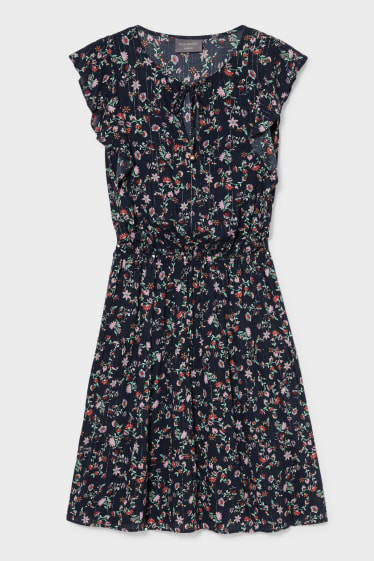 Donna - Abito fit & flare - a fiori - blu scuro