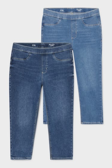 Women - Multipack of 2 - capri jeans - push-up effect - denim-blue gray