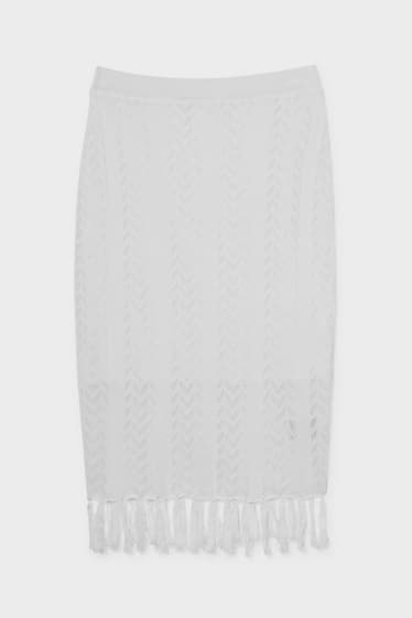Women - Knitted skirt - white