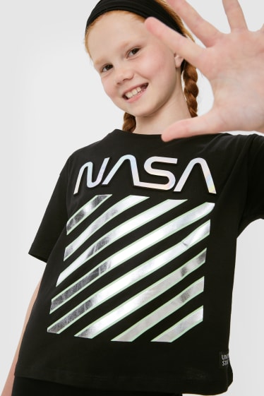 Kinderen - NASA - set - T-shirt en haarbandje - 2-delig - zwart