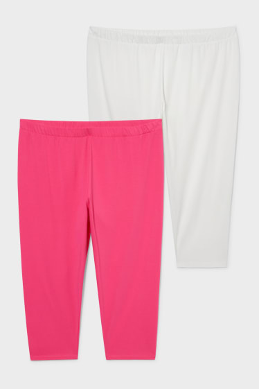 Femmes - Lot de 2 - leggings capri - blanc / rose