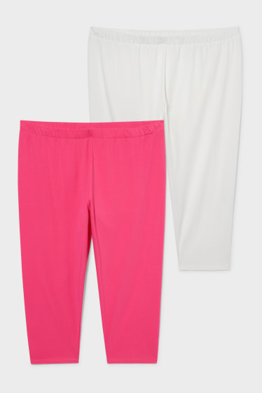 Women - Multipack of 2 - capri leggings - white / rose