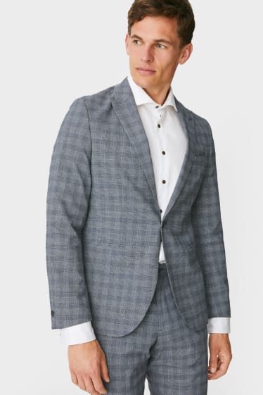 Men - Mix-and-match tailored jacket - slim fit - stretch - check - gray