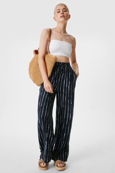 Women - CLOCKHOUSE - cloth trousers - palazzo - striped - dark blue