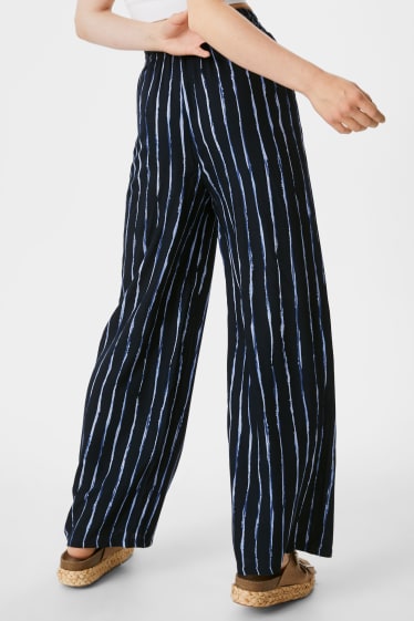 Women - CLOCKHOUSE - cloth trousers - palazzo - striped - dark blue