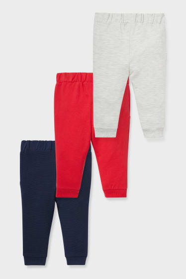 Bébés - Lot de 3 - pantalon de jogging pour bébé - rouge / bleu foncé