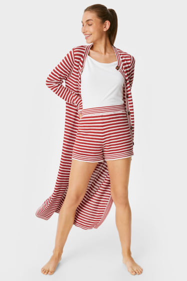 Donna - Shorts pigiama - righe - rosso / bianco crema