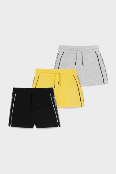 Children - Multipack of 3 - sweat shorts - gray / black