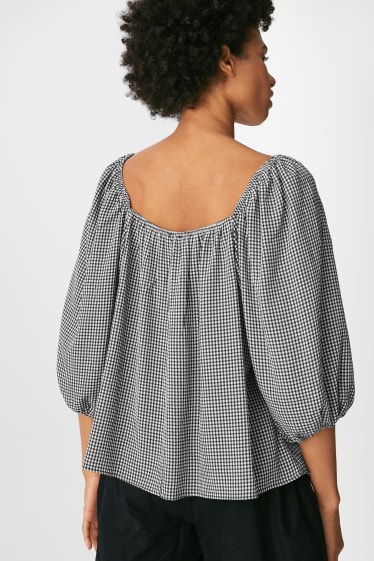 Donna - Blusa - a quadretti - nero / grigio