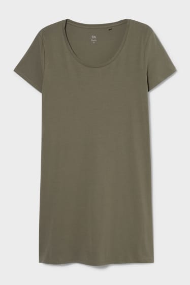 Women - Basic T-shirt dress - dark green