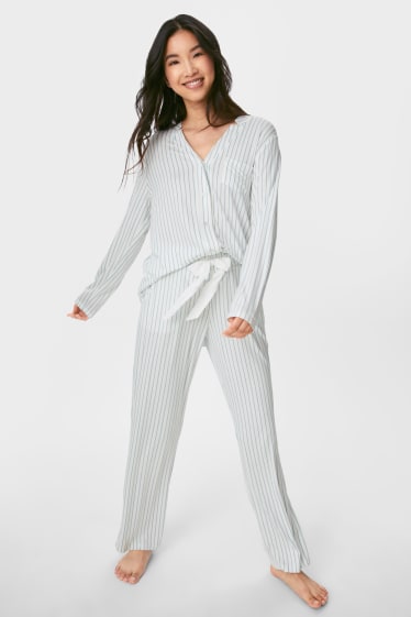 Women - Pyjama bottoms - striped - creme