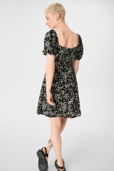 Dámské - CLOCKHOUSE - šaty - s květinovým vzorem - černá/bílá
