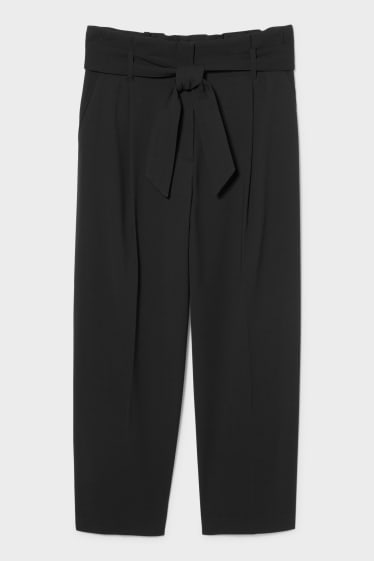 Women - Paper bag trousers - wide leg  - black