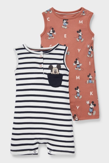 Bébés - Lot de 2 - Mickey Mouse - pyjamas pour bébé - marron / blanc crème
