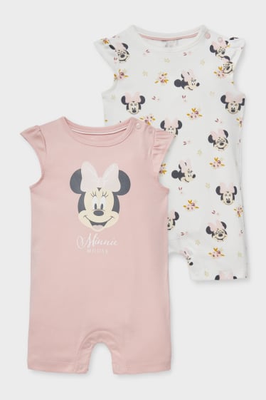 Babies - Multipack of 2 - Minnie Mouse - baby sleepsuit - white / rose