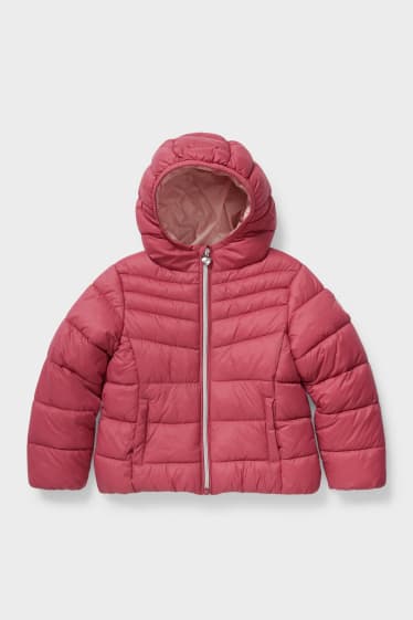 Children - Quilted jacket with hood - dark rose