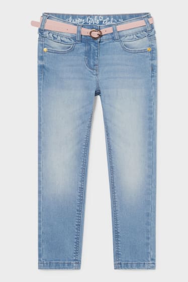 Kinder - Skinny Jeans mit Gürtel - jeans-hellblau