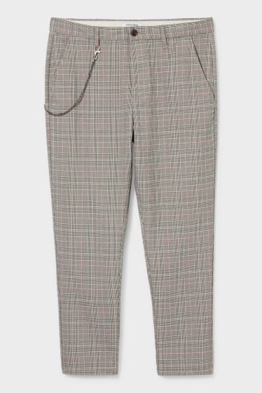 Pánské - CLOCKHOUSE - kalhoty chino - slim fit - kostkované - světle šedá