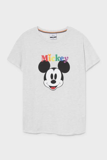 Women - CLOCKHOUSE - T-shirt - Mickey Mouse - PRIDE - light gray-melange