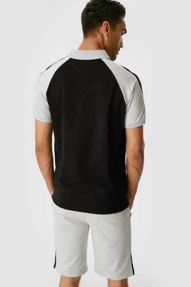 Men - Set - polo shirt and sweat shorts - 2 piece - black