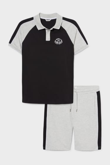 Hombre - Set - polo y shorts deportivos - 2 piezas - negro