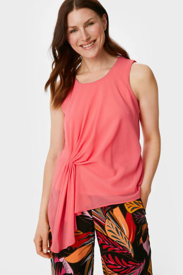 Women - Chiffon blouse top - coral