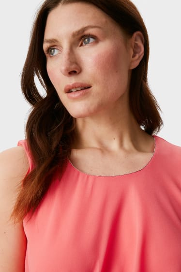 Women - Chiffon blouse top - coral