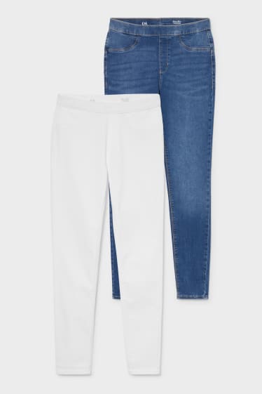 Donna - Confezione da 2 - jeans jeggings - effetto push-up - bianco / blu