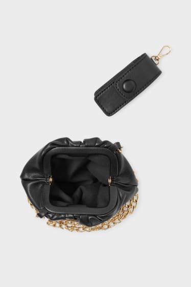 Women - Shoulder bag - leather - 2 piece - black
