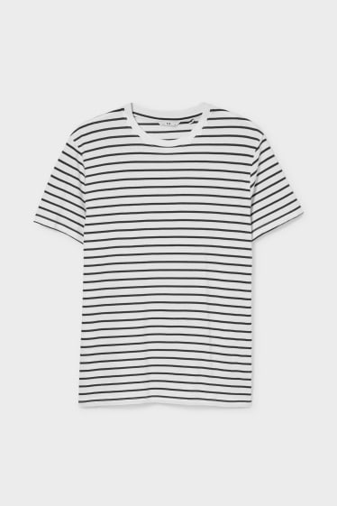 Hommes - T-shirt - rayé - blanc / bleu