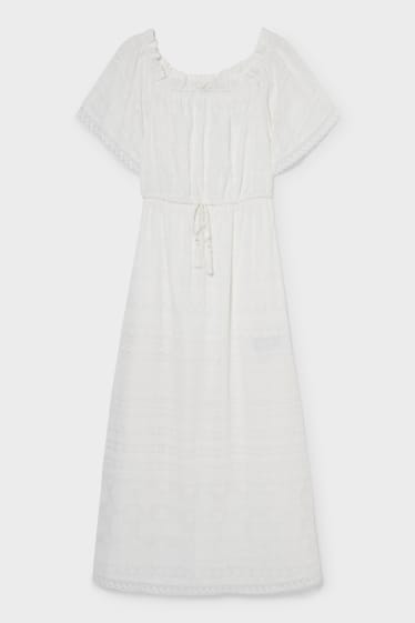 Damen - Kleid - bestickt - weiß