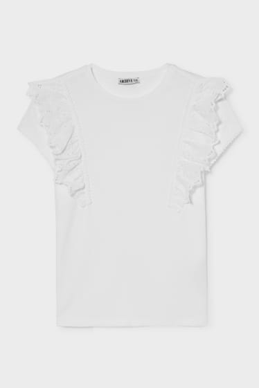Teens & Twens - T-Shirt mit Rüschen - weiß
