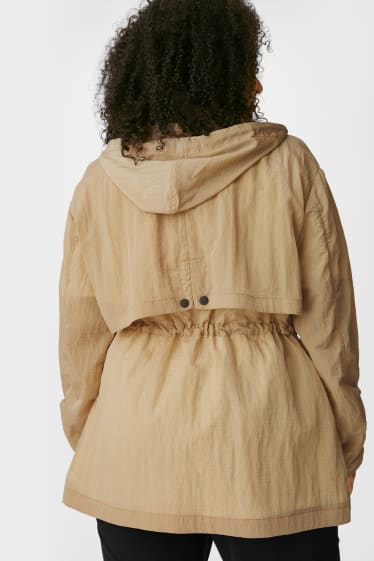 Women - Parka with hood - shiny - beige