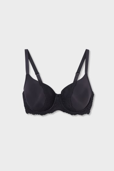 Women - Underwire bra - FULL COVERAGE - large cup sizes - padded - black