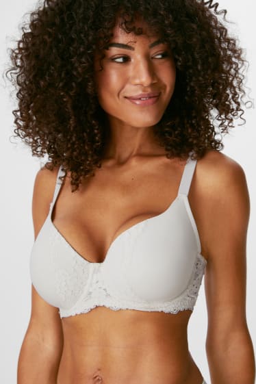 Women - Underwire bra - FULL COVERAGE - large cup sizes - padded - cremewhite