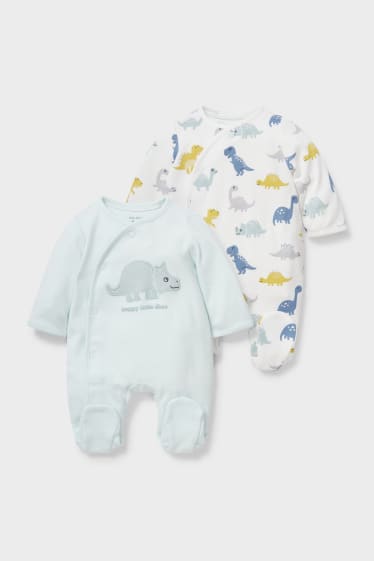 Bébés - Lot de 2 - Dinos - pyjamas pour bébé - blanc / vert