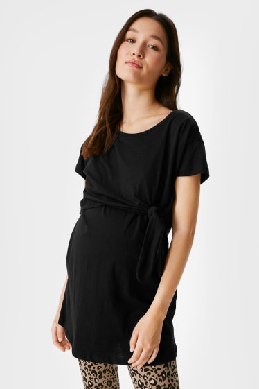 Women - Maternity T-shirt with knot detail - black