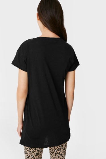 Damen - Still-T-Shirt mit Knotendetail - schwarz