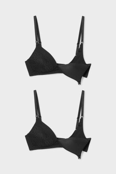 Women - Multipack of 2 - nursing bra - padded - black