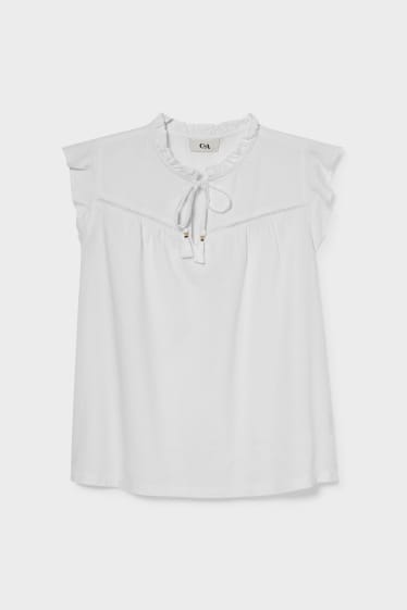Femei - Bluză fără mâneci - amestec de olandă - crem